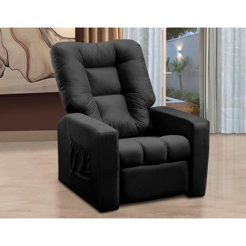 Poltrona Do Papai Reclinável Irlanda Suede Preto Madelina Decor