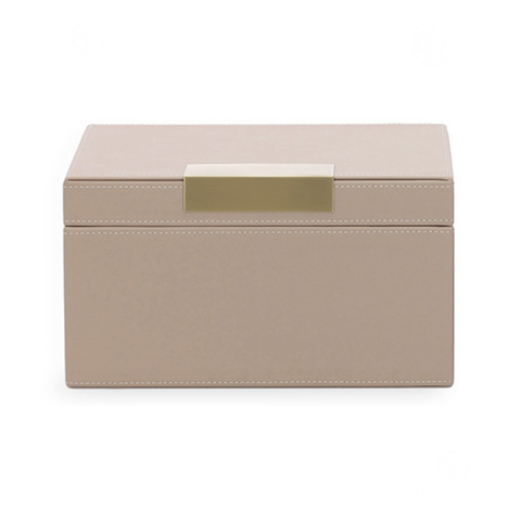 Caixa em Mdf com Revestimento em Pu Nude 26x26x14,5cm