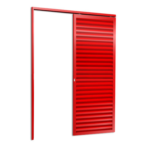 Porta de Correr Suspensa Veneziana Esq L.25 Vermelha 210x70 Brimak