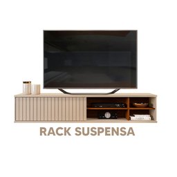 Rack Suspenso Ripado TV Até 70 Polegadas Off White Nogueira Greta DJ Móveis - 2