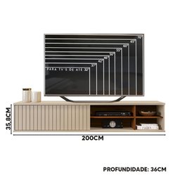 Rack Suspenso Ripado TV Até 70 Polegadas Off White Nogueira Greta DJ Móveis - 4