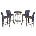 Ver imagem 1 de Mesa Bistrô e 4 Banquetas Roma Marrom Corda Náutica Estofado 9 Trama Original