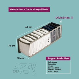 Kit 2 Colmeias Organizadoras de Gaveta 11 Nichos 10x40x10 Cor:Cinza Claro - 2