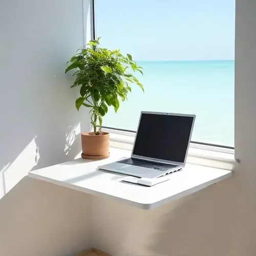 Ver imagem 5 de Mesa Retrátil de Parede Branco 80x40 para Cozinha e Café