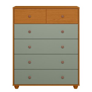 Cômoda 6 Gavetas Premium Multiuso Moderna Vitoria Armazenamento Quarto Cor Cinamomo/salvia