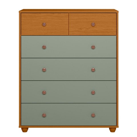 Cômoda 6 Gavetas Premium Multiuso Moderna Vitoria Armazenamento Quarto Cor Cinamomo/salvia