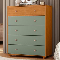 Cômoda 6 Gavetas Premium Multiuso Moderna Vitoria Armazenamento Quarto Cor Cinamomo/salvia - 2