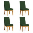 Ver imagem 1 de Kit 4 Cadeiras de Jantar Solana Veludo Verde Base de Madeira - Pallazio
