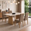 Ver imagem 1 de Mesa de Jantar com 4 Cadeiras MDF Cinamomo Off-White