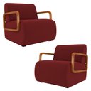 Ver imagem 1 de Poltrona Decorativa Orgânica para Sala Kit 2 Belarus K04 Veludo Vermelho - Mpozenato