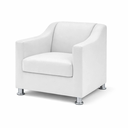Ver imagem 4 de Kit 3 Poltronas Reforçadas Recepção Barbearia Tecido Corino Branco