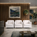 Ver imagem 2 de Kit 3 Poltronas Reforçadas Recepção Barbearia Tecido Corino Branco