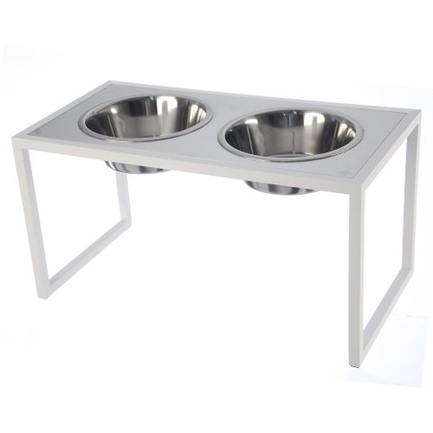 Comedouro Elevado Duplo Cão Porte G Branco