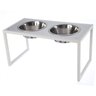 Comedouro Elevado Duplo Cão Porte G Branco - 1