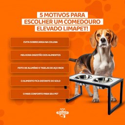 Comedouro Elevado Duplo Cão Porte G Branco - 8