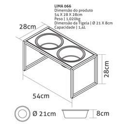 Comedouro Elevado Duplo Cão Porte G Branco - 6
