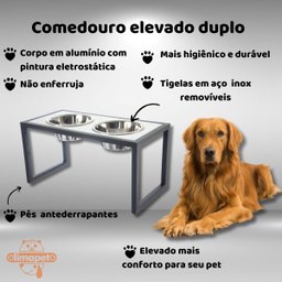 Comedouro Elevado Duplo Cão Porte G Branco - 3