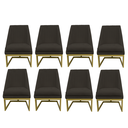 Ver imagem 1 de Kit 08 Cadeiras para Sala de Jantar Ana Base de Ferro Suede Marrom - D'classe Decor