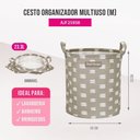 Ver imagem 6 de Kit 2 Cestos Multiuso Tecido 43l e 23l Bege Riscas