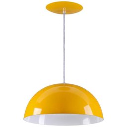 Pendente Meia Lua 40cm Luminária Alumínio Amarelo - T&T Iluminação - 1