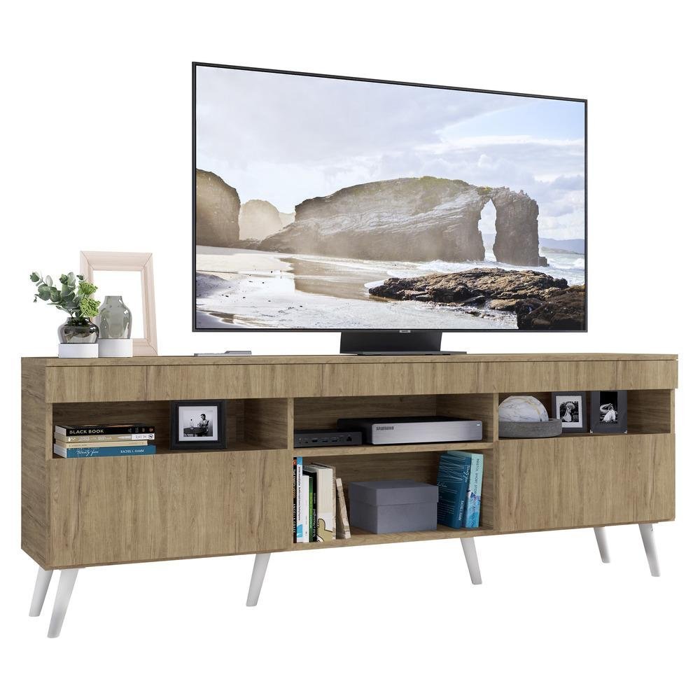 Rack TV 65" Retrô 2 Portas Paris Multimóveis V3327 Rustic/Branco - 2