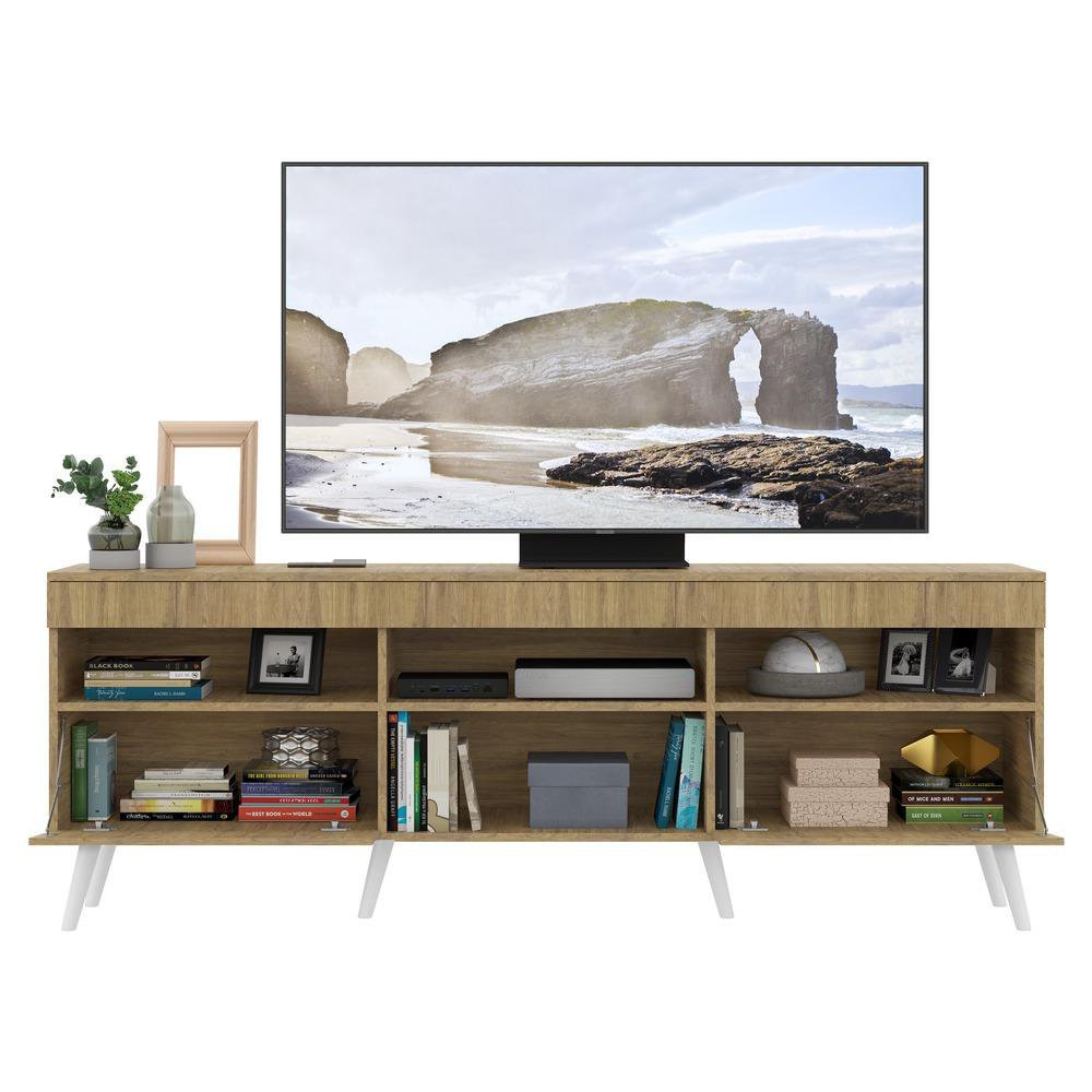 Rack TV 65" Retrô 2 Portas Paris Multimóveis V3327 Rustic/Branco - 5