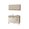 Kit Balcão Pia para Cozinha com Armário Aéreo 120cm Savana Off White Moblis - 1