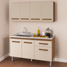 Kit Balcão Pia para Cozinha com Armário Aéreo 120cm Savana Off White Moblis - 6