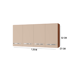 Kit Balcão Pia para Cozinha com Armário Aéreo 120cm Savana Off White Moblis - 3