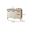 Kit Balcão Pia para Cozinha com Armário Aéreo 120cm Savana Off White Moblis - 3
