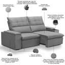 Ver imagem 3 de Sofá Retrátil Reclinável para Sala 3 Lugares 210cm Niels F04 Veludo Cinza Claro - Lyam Decor