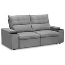 Ver imagem 2 de Sofá Retrátil Reclinável para Sala 3 Lugares 210cm Niels F04 Veludo Cinza Claro - Lyam Decor