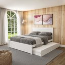 Ver imagem 1 de Conjunto Cama Queen Essenza com Cama Auxiliar em Madeira Maciça Mv Branco