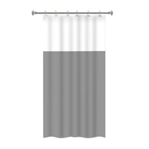 Cortina de Box Banheiro Pvc com Visor Liso 138x198cm:preto