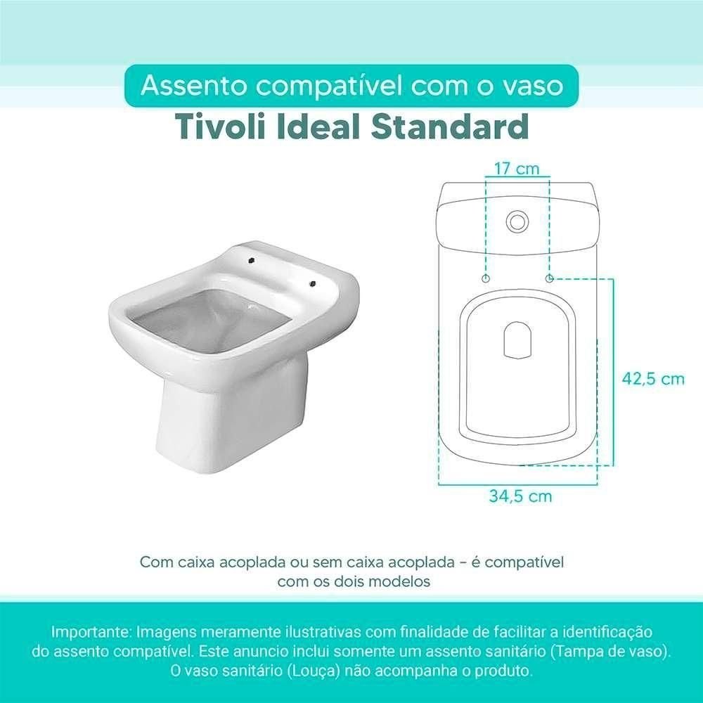 Tampa Vaso Sanitário Madeira Laqueada Tivoli Branco para Bacia Ideal Standard - 5