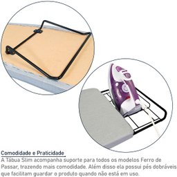 Tábua Mesa De Passar Roupa Dobrável Tecido Metálico Preta - 3