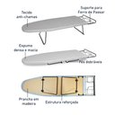 Ver imagem 6 de Tábua Mesa De Passar Roupa Dobrável Tecido Metálico Preta