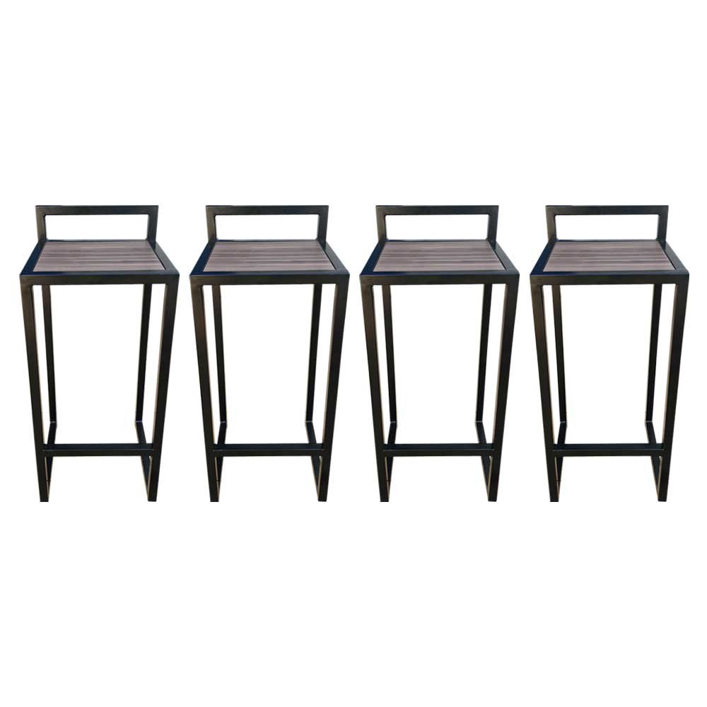 Conjunto Mesa Bistro Industrial 70x70cm Base X Preto e Tampo Amadeirado em Mdf com 4 Banquetas Indus - 3