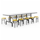 Ver imagem 4 de Mesa para Refeitório Escamoteável 10 Lugares MDP Branco de 25 mm - Assento Amarelo - 50902