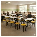 Ver imagem 5 de Mesa para Refeitório Escamoteável 10 Lugares MDP Branco de 25 mm - Assento Amarelo - 50902