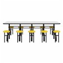 Ver imagem 3 de Mesa para Refeitório Escamoteável 10 Lugares MDP Branco de 25 mm - Assento Amarelo - 50902