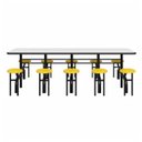 Ver imagem 2 de Mesa para Refeitório Escamoteável 10 Lugares Mdp Branco de 25 Mm - Assento Amarelo - 50902