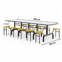 Ver imagem 2 de Mesa para Refeitório Escamoteável 10 Lugares MDP Branco de 25 mm - Assento Amarelo - 50902