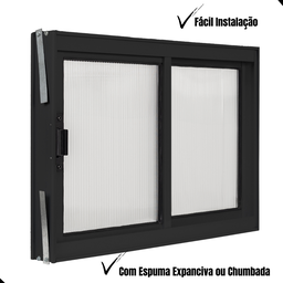 Vitro 2 Folhas Janela de Banheiro A40l40 Despensa Ventilação em Aluminio Preto e Policarbonato - 7