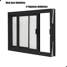 Vitro 2 Folhas Janela de Banheiro A40l40 Despensa Ventilação em Aluminio Preto e Policarbonato - 3