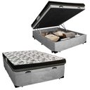 Ver imagem 1 de Cama Baú Casal Suede + Colchão Casal Ortobom Iso Dupla Face 60x138x188 Cinza