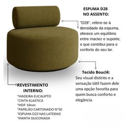 Poltrona Puff Decorativo Orgânica Recepção Sala de Estar Luxo Boucle Verde - 4