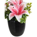 Ver imagem 3 de Arranjo de Sala e Mesa Flores Lírio Vaso Cerâmica Preto