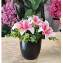 Ver imagem 4 de Arranjo de Sala e Mesa Flores Lírio Vaso Cerâmica Preto