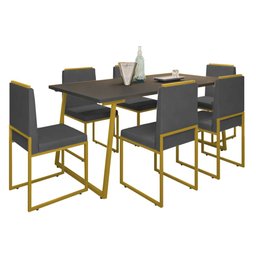 Conjunto Quatro Cadeiras Sala Jantar Barcelona Dourado/veludo:cinza - 3